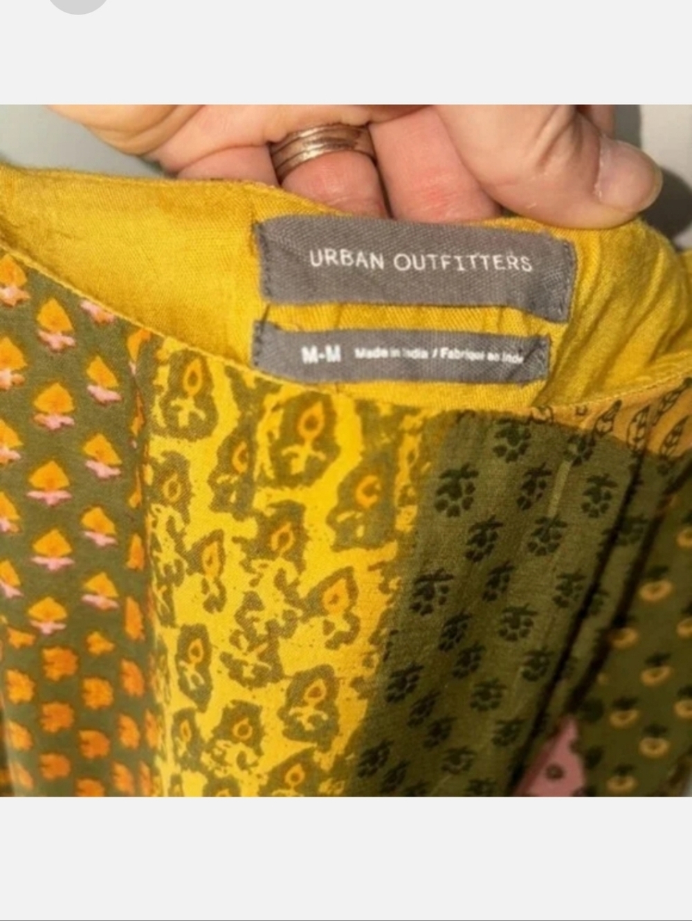 🩵 Urban Outfitters Patchwork Print Mini Skirt | Boho Cottagecore Skater Skirt - Picture 3 of 4